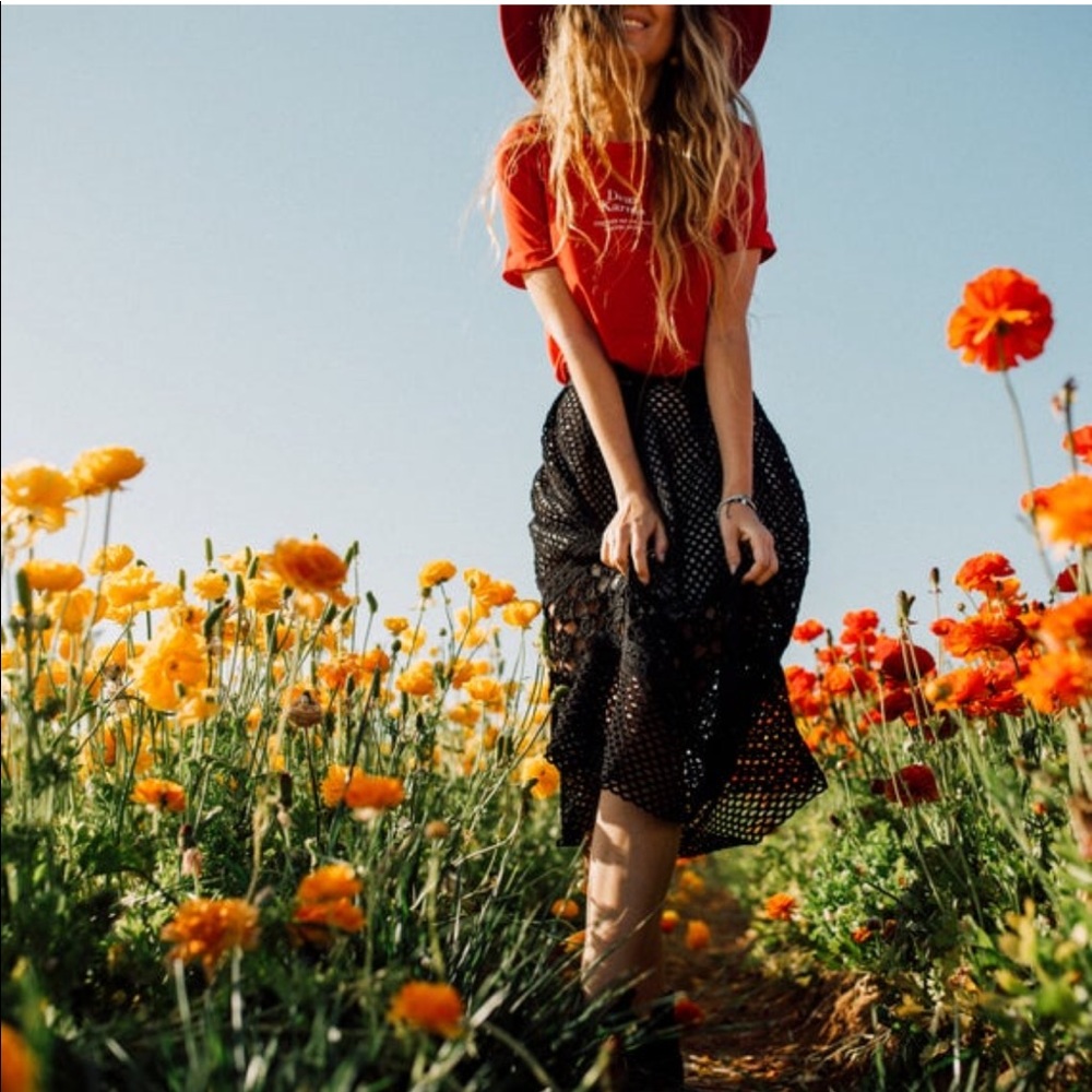 Crochet black midi skirt / lace skirt / handmade